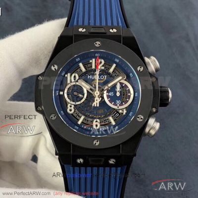 HB Factory Hublot Big Bang Unico Titanium Blue 45 MM Blue Rubber Strap Swiss 7750 Watch 411.NX.5179